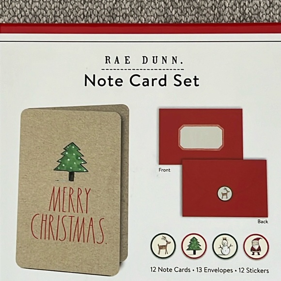 Rae Dunn Merry Christmas Tree Note Card Set - Picture 3 of 3